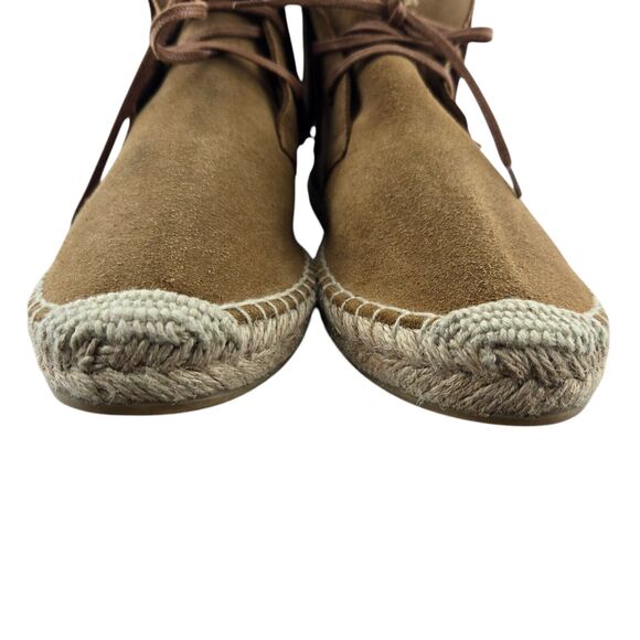 Saint Laurent Suede Fringe Espadrille Ankle Booties 7.5 37.5 Tan Designer Boho - Picture 3 of 13